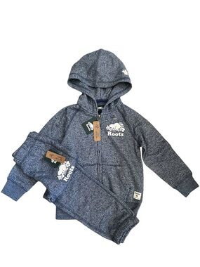 Roots Heather Navy Kids Hoodie & Sweatpants Set